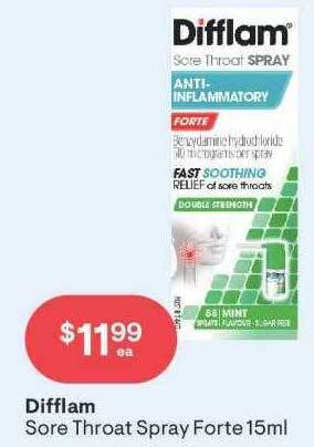 Discount Drug Stores Difflam sore throat spray forte 15ml offer