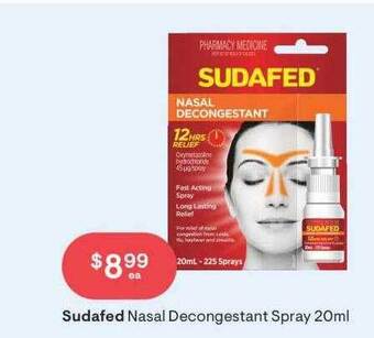 Discount Drug Stores Sudafed nasal decongestant spray 20ml offer