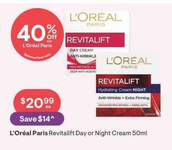 Discount Drug Stores L'oréal paris revitalift day or night cream 50ml offer
