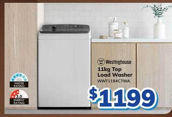 Bi-Rite Westinghouse 11kg top load washer wwt1184c7wa offer