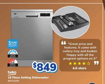 Bi-Rite Beko 16 place setting dishwasher bdf1620x offer