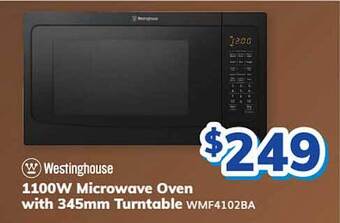 Westinghouse 1100w microwave oven with 345mm turntable wmf4102ba
