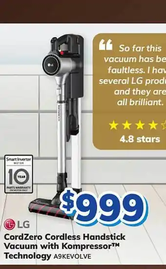 Bi-Rite Lg cordzero cordless handstick vacuum with kompressor™ technology a9kevolve offer
