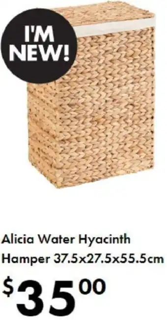The Reject Shop Alicia Water Hyacinth Hamper 37.5x27.5x55.5cm offer