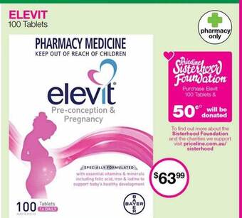 Priceline Elevit 100 tablets offer