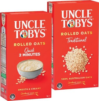 IGA Uncle tobys traditional or quick oats 1kg offer