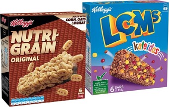 IGA Kellogg's nutri-grain or lcms bars 6 pack selected varieties offer