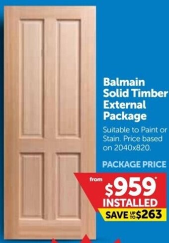 Doors Plus Balmain Solid Timber External Package offer