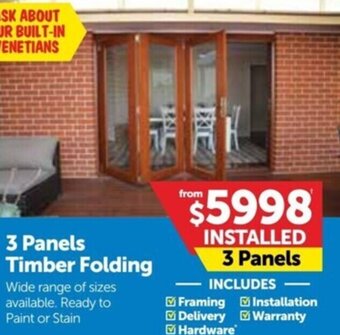 Doors Plus 3 Panels Timber Folding offer
