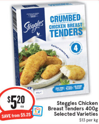 IGA Steggles Chicken Breast Tenders 400g Selected Varieties offer