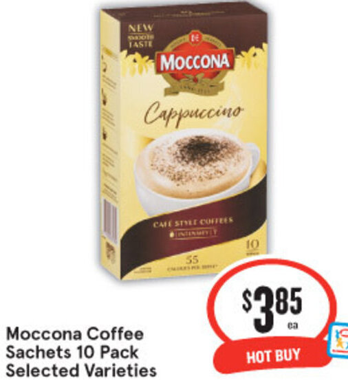 Moccona Coffee Sachets 10 Pack Selected Varieties offer at IGA