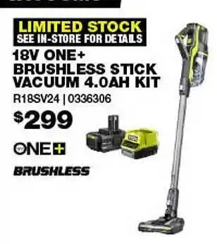 Bunnings 18v one+ brushless stick vacuum 4.0ah kit offer