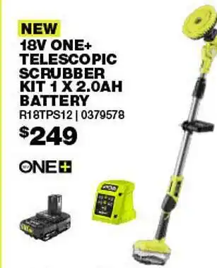 Bunnings 18v one+ telescopic scrubber kit 1x2.0ah battery offer