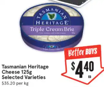 IGA Xpress Tasmanian Hertage Cheese 125g Selected Varieties offer