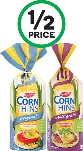 Woolworths Real foods corn thins 125-150g offer