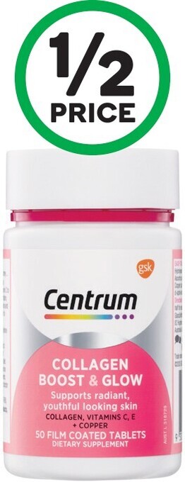 Woolworths Centrum collagen boost & glow tablets pk 50~ offer