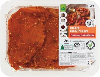 Woolworths Woolworths cook chicken breast steaks marinated varieties with rspca approved chicken 500g offer