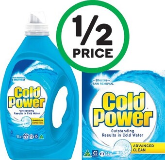 Woolworths Cold power advanced clean laundry liquid 1.8-2 litre or powder 1.8-2 kg offer