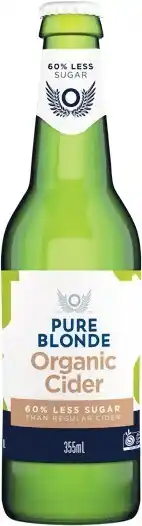 Woolworths Pure blonde crisp apple cider bottles 24x355ml offer