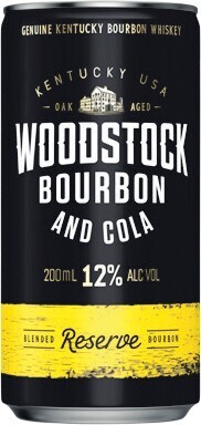 Woolworths Woodstock bourbon & cola 12% cans 4x200ml offer