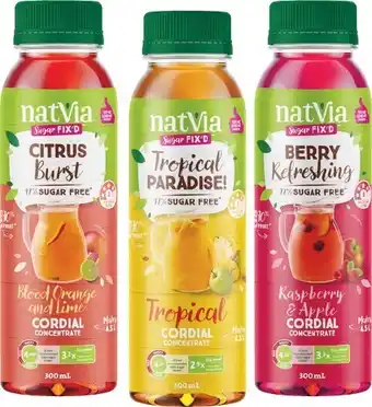Woolworths Natvia cordial 300ml offer