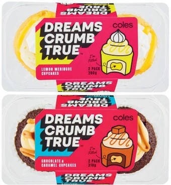 Coles dreams crumb true cupcakes 2 pack 280g-310g