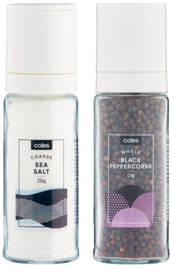 Coles Coles salt or pepper grinders 124g-250g offer