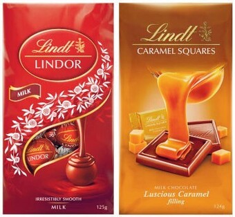 Coles Lindt lindor bag 120g-125g or lindt caramel squares 124g offer