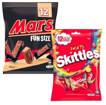 Coles Mars or skittles funsize bag 132g-216g offer