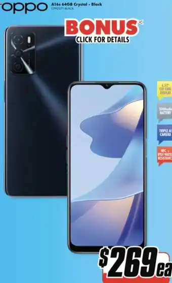 The Good Guys Oppo A16s 64GB Crystal -Black offer