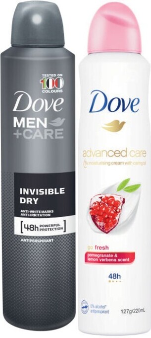 Coles Dove antiperspirant aerosol deodorant 220ml-254ml offer