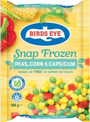 Coles Birds eye snap frozen peas, corn & capsicum 500g offer