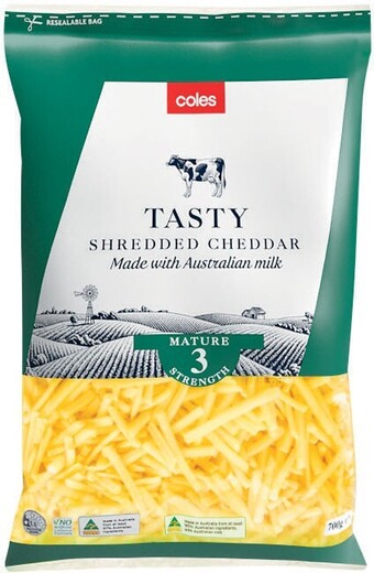 Coles Coles tasty cheddar shredded 700g offer