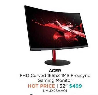 Bing Lee Acer fhd curved 165hz 1ms freesync gaming monitor offer