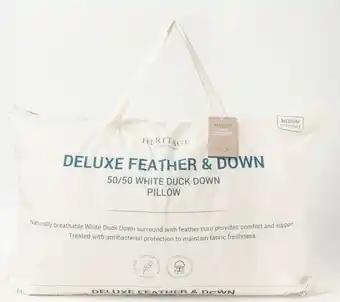 Myer Heritage 50/50 white duck down and feather pillow offer