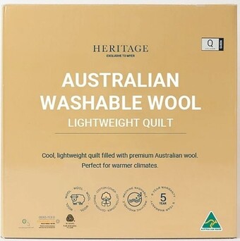 Myer Heritage australian washable wool lightweight quilt offer