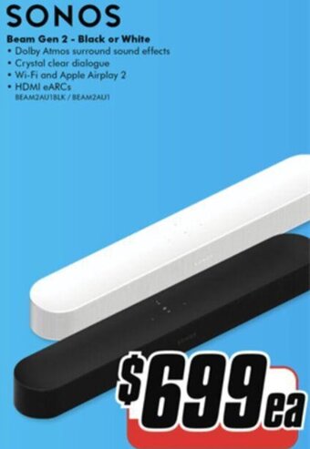 The Good Guys Sonos Beam Gen 2 - Black or White offer