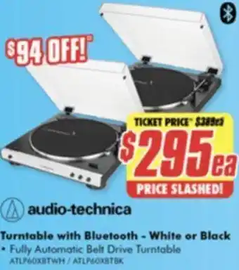 The Good Guys Audio-Technica Turntable With Bluetooth - White or Black offer