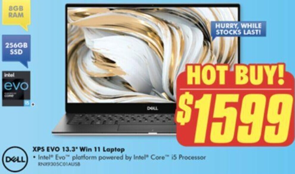 Dell XPS EVO 13.3" Win 11 Laptop offer at The Good Guys