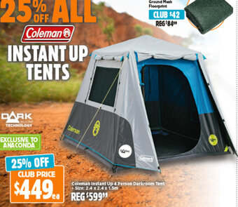 Anaconda Coleman Instant Up 4 Person Darkroom Tent offer
