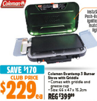 Anaconda Coleman Eventemp 3 Burner Stove With Griddle offer