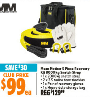 Anaconda Mean Mother 5 Piece Recovery Kit 8000Kg Snatch Strap offer