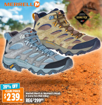 Anaconda Merrell Men's & Women's Moab 3 Gore-Tex Mid Hiker offer