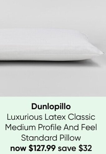 Myer Dunlopillo Luxurious Latex Classic Medium Profile And Feel Standard Pillow offer