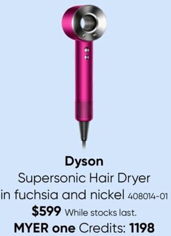 Myer Dyson Supersonic Hair Dryer In Fuchsia And Nickel offer