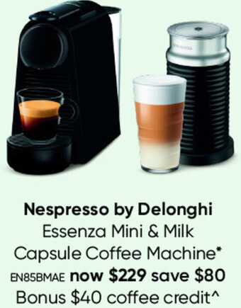 Myer Nespresso By Delonghi Essenza Mini & Milk Capsule Coffee Machine offer