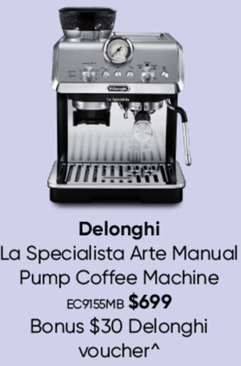 Myer Delonghi La Specialista Arte Manual Pump Coffee Machine offer