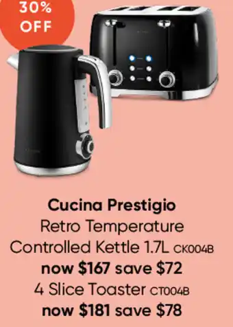 Myer Cucina Prestigio Retro Temperature Controlled Kettle 1.7L offer