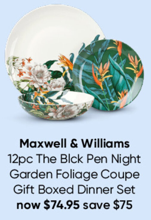 Maxwell & Williams 12pc The Blck Pen Night Garden Foliage Coupe Gift