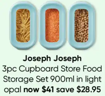Myer Joseph Joseph 3pc Cupboard Store Food Storage Set 900ml In LIght Opal offer